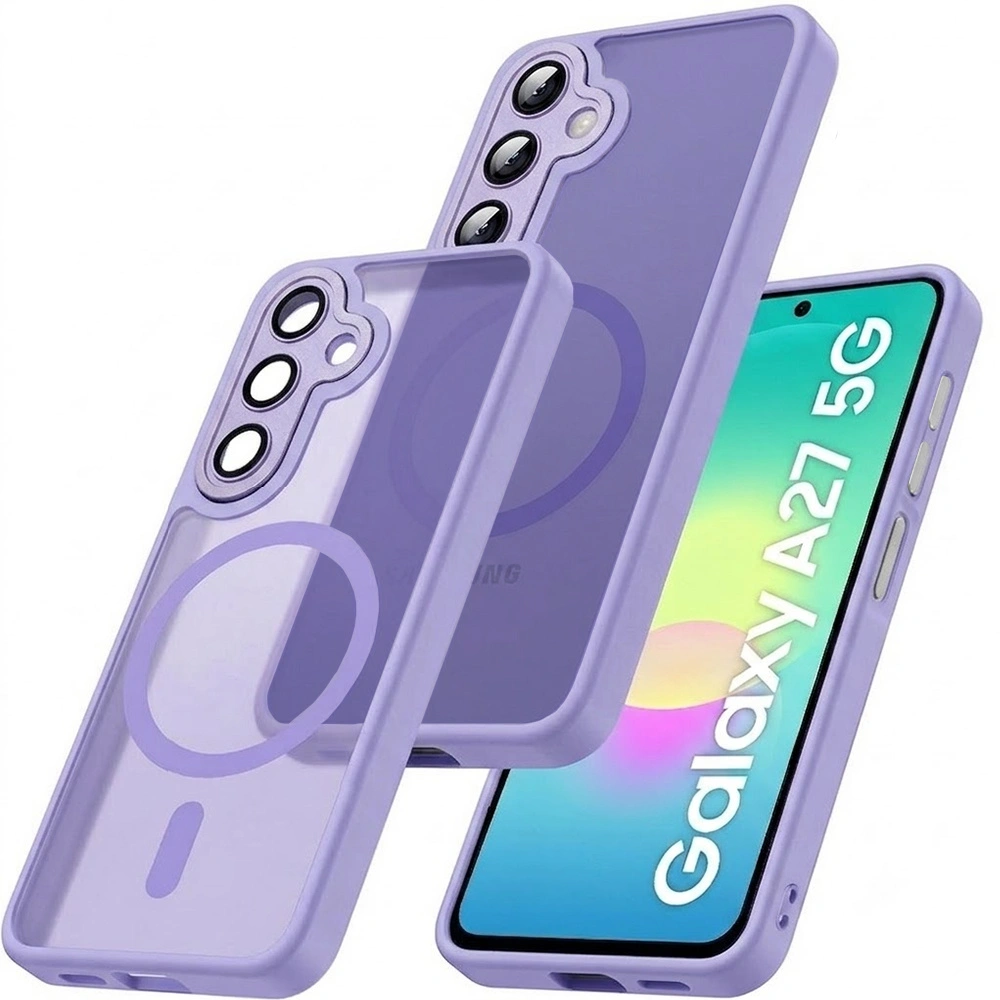 Custodia fumé per Samsung Galaxy A27 5G, custodia opaca, per MagSafe, cornice viola