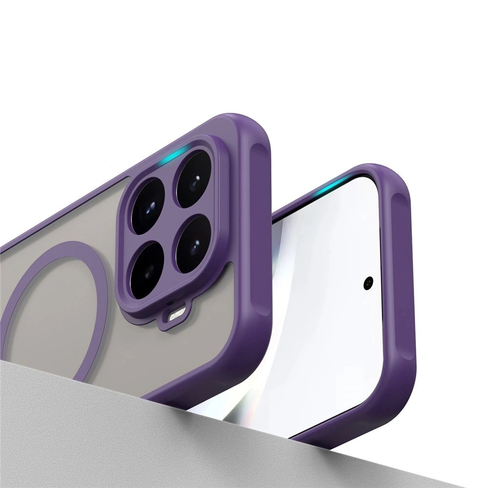 Custodia fumé per Xiaomi 17T, custodia opaca, per MagSafe, cornice viola