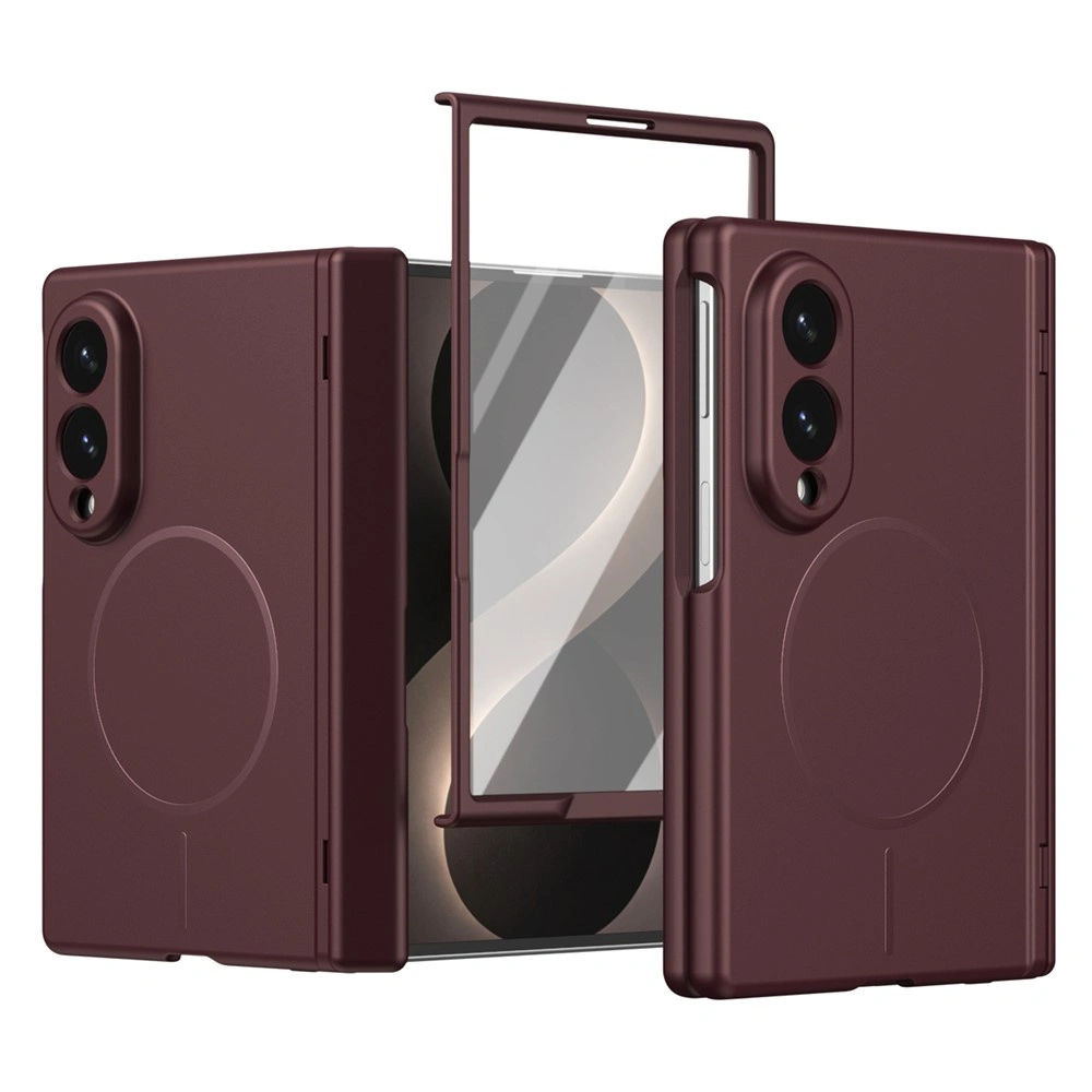 Funda para Samsung Galaxy Z Fold 8, con cristal para la pantalla externa, para MagSafe, burdeos