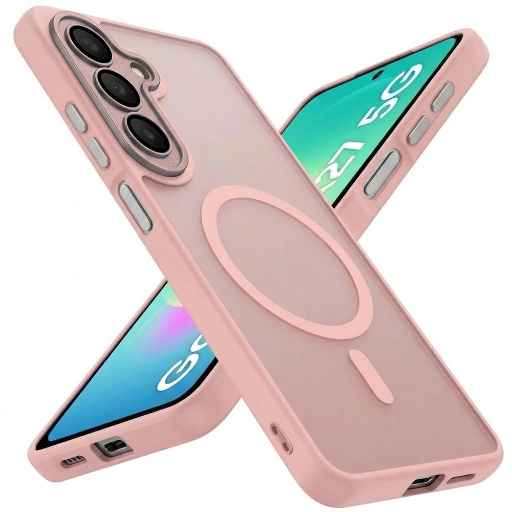 Custodia fumé per Samsung Galaxy A27 5G, custodia opaca, per MagSafe, cornice rosa