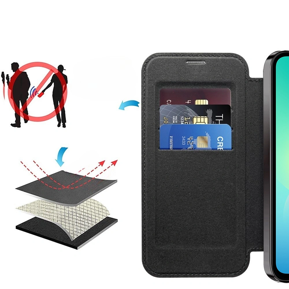 Funda tipo libro para Samsung Galaxy A27 5G, RFID Wallet MagSafe con protección de cámara, negra