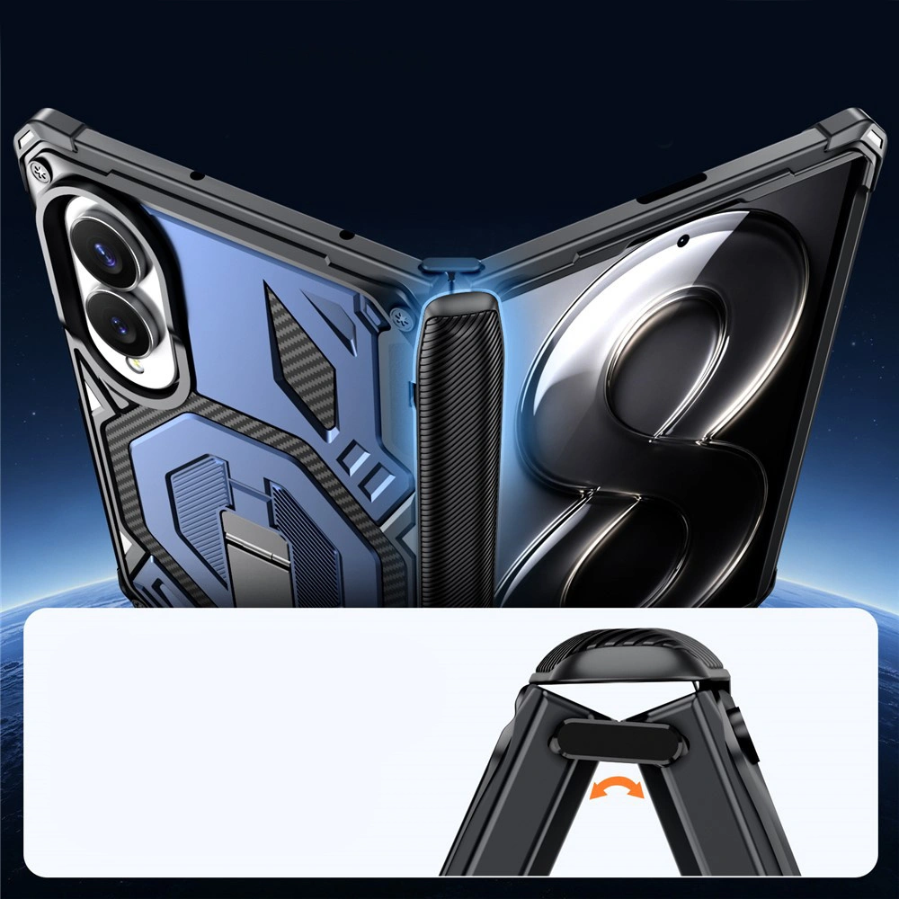 Funda blindada para Samsung Galaxy Z Fold 8, con soporte y cubierta de bisagra, para MagSafe, azul
