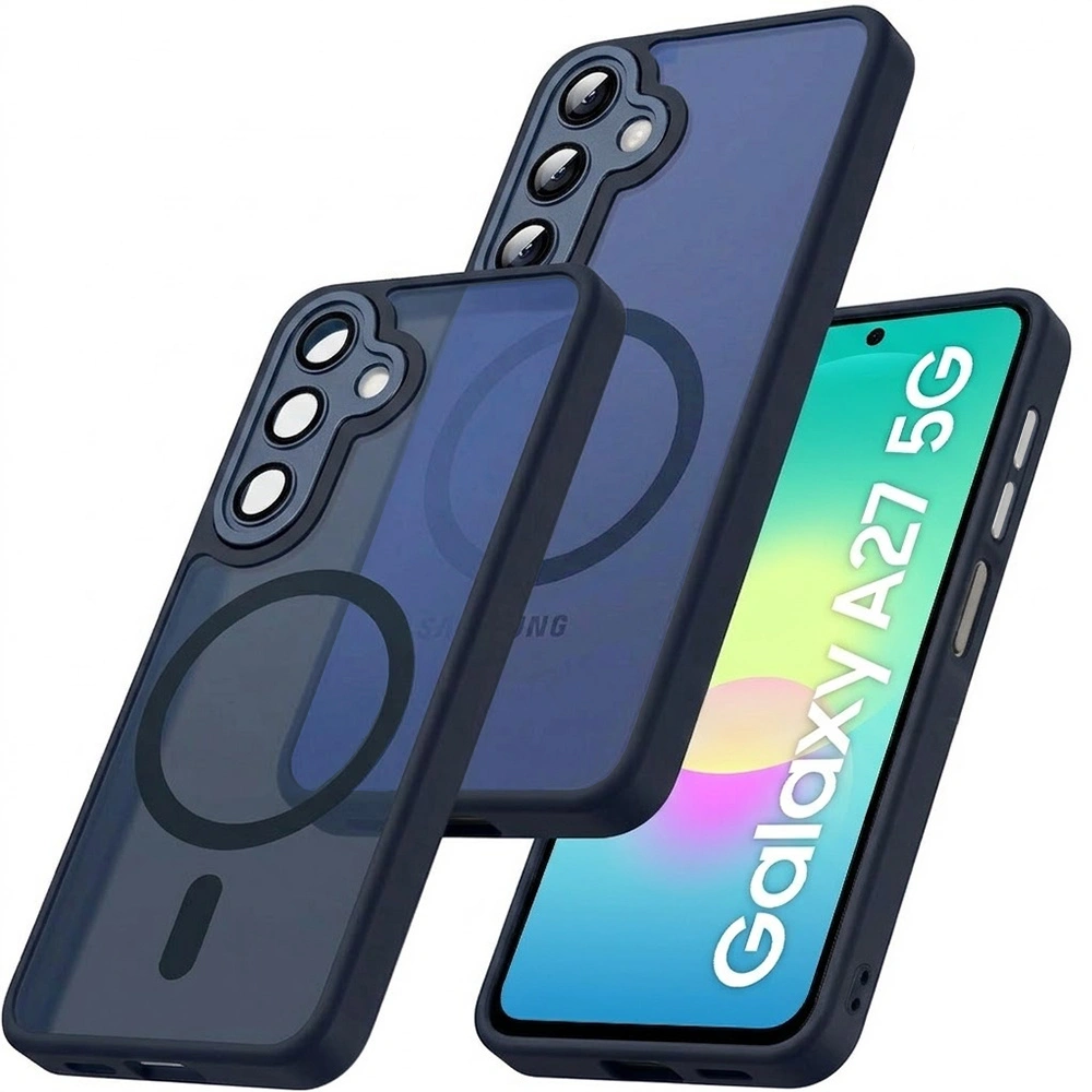 Custodia fumé per Samsung Galaxy A27 5G, custodia opaca, per MagSafe, cornice blu