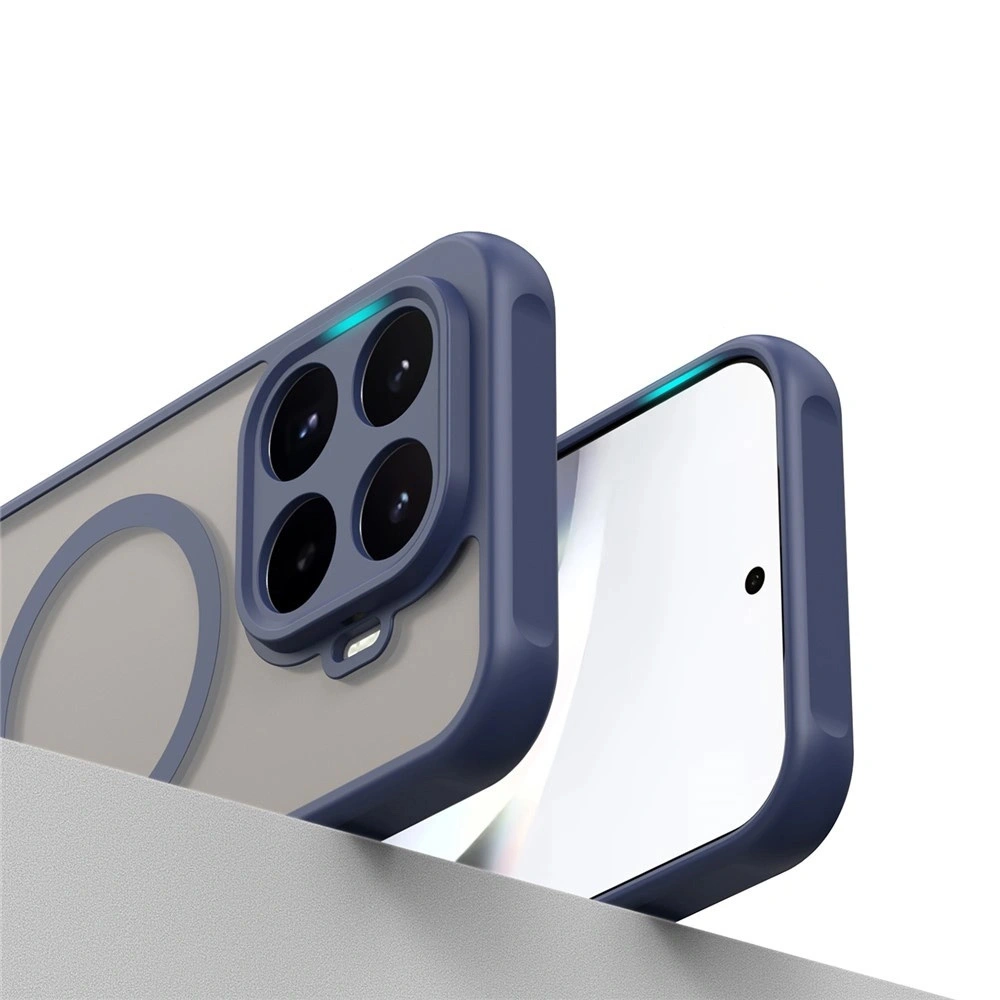 Custodia fumé per Xiaomi 17T, custodia opaca, per MagSafe, cornice blu