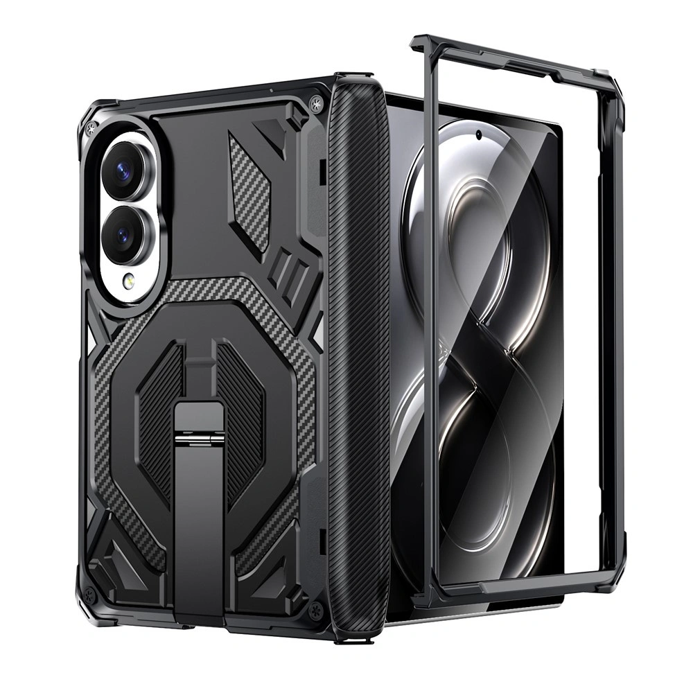 Funda blindada para Samsung Galaxy Z Fold 8, con soporte y cubierta de bisagra, para MagSafe, negra