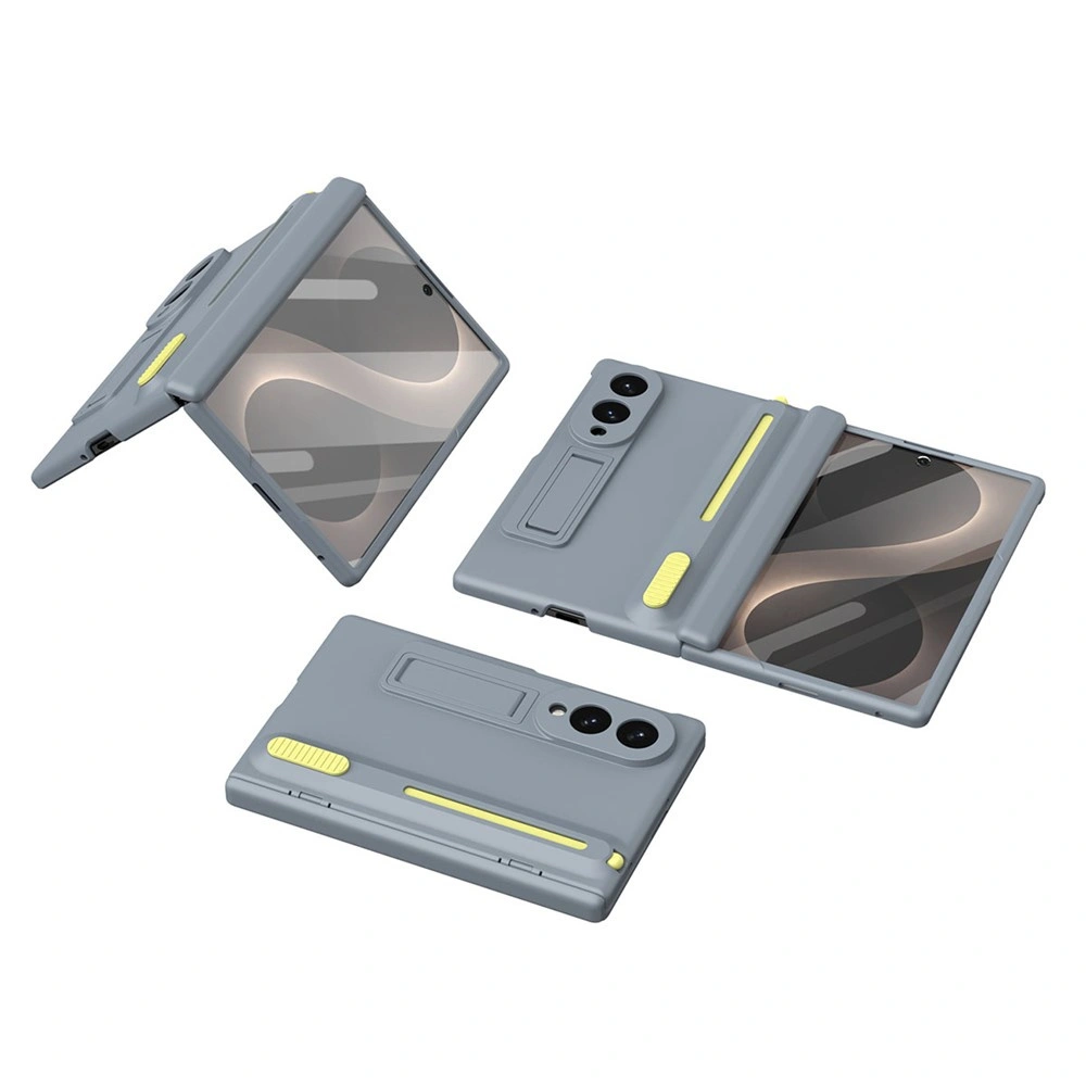 Hülle für Samsung Galaxy Z Fold 8, mit Ständer, Stift und Glas für das Außendisplay, grau