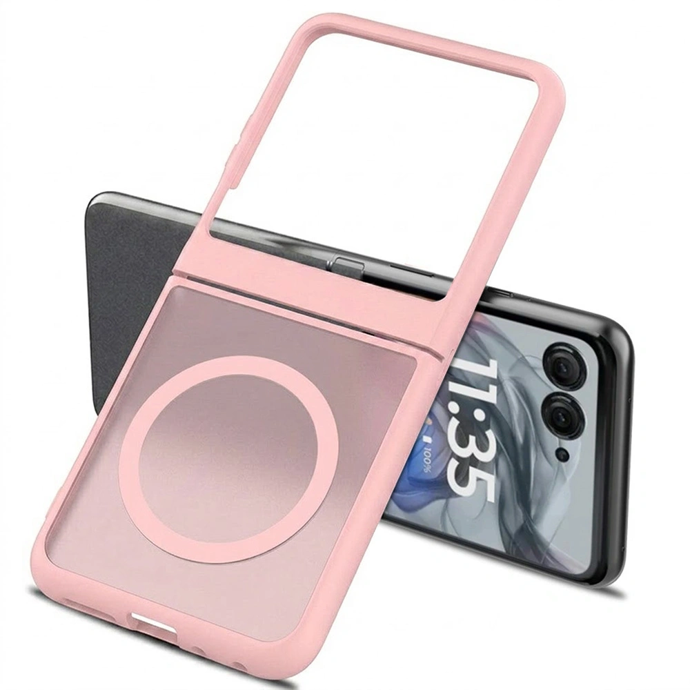 Custodia fumé per Motorola Razr 70 / 60 / 50 5G, Skin Touch, per MagSafe, rosa