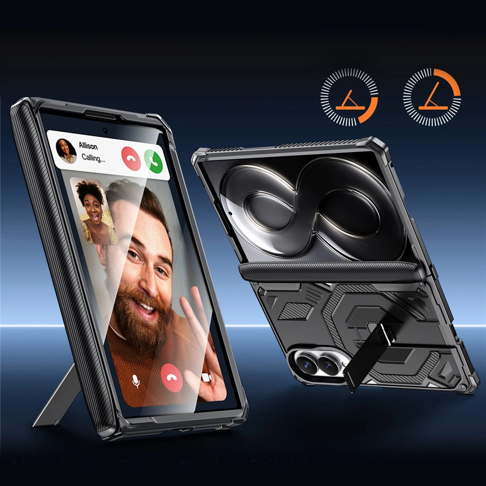 Funda blindada para Samsung Galaxy Z Fold 8, con soporte y cubierta de bisagra, para MagSafe, negra
