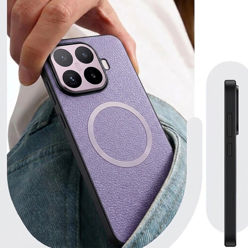 Funda para Xiaomi 17T, Híbrida de cuero, para MagSafe, morada
