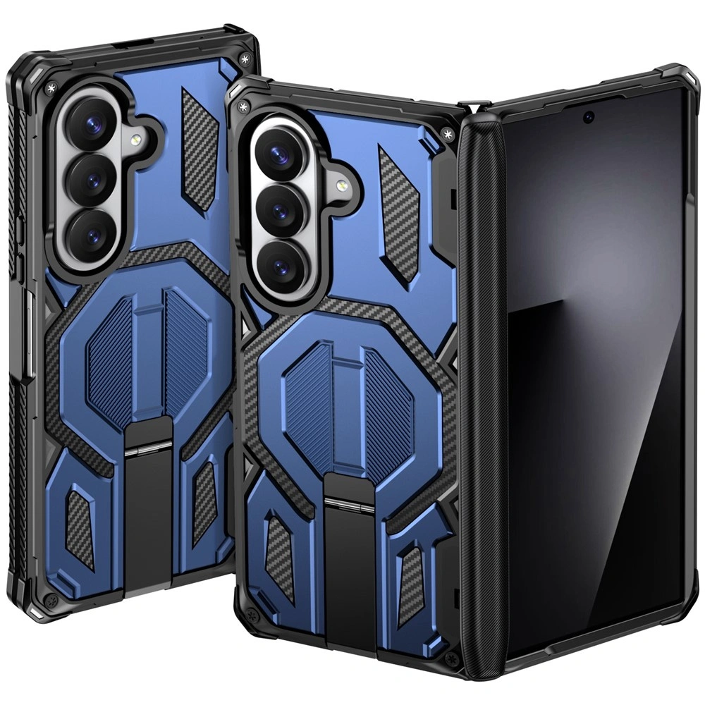 Funda blindada para Samsung Galaxy Z Fold 8 Ultra, con soporte y cubierta de bisagra, para MagSafe, azul
