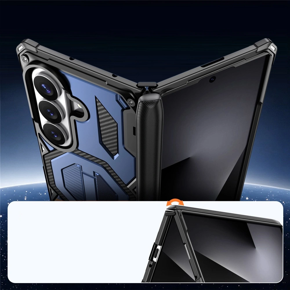 Funda blindada para Samsung Galaxy Z Fold 8 Ultra, con soporte y cubierta de bisagra, para MagSafe, azul