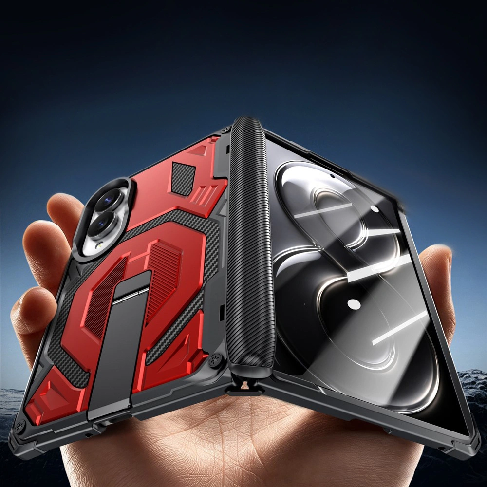 Funda blindada para Samsung Galaxy Z Fold 8, con soporte y cubierta de bisagra, para MagSafe, rojo