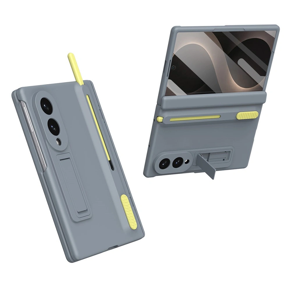 Hülle für Samsung Galaxy Z Fold 8, mit Ständer, Stift und Glas für das Außendisplay, grau