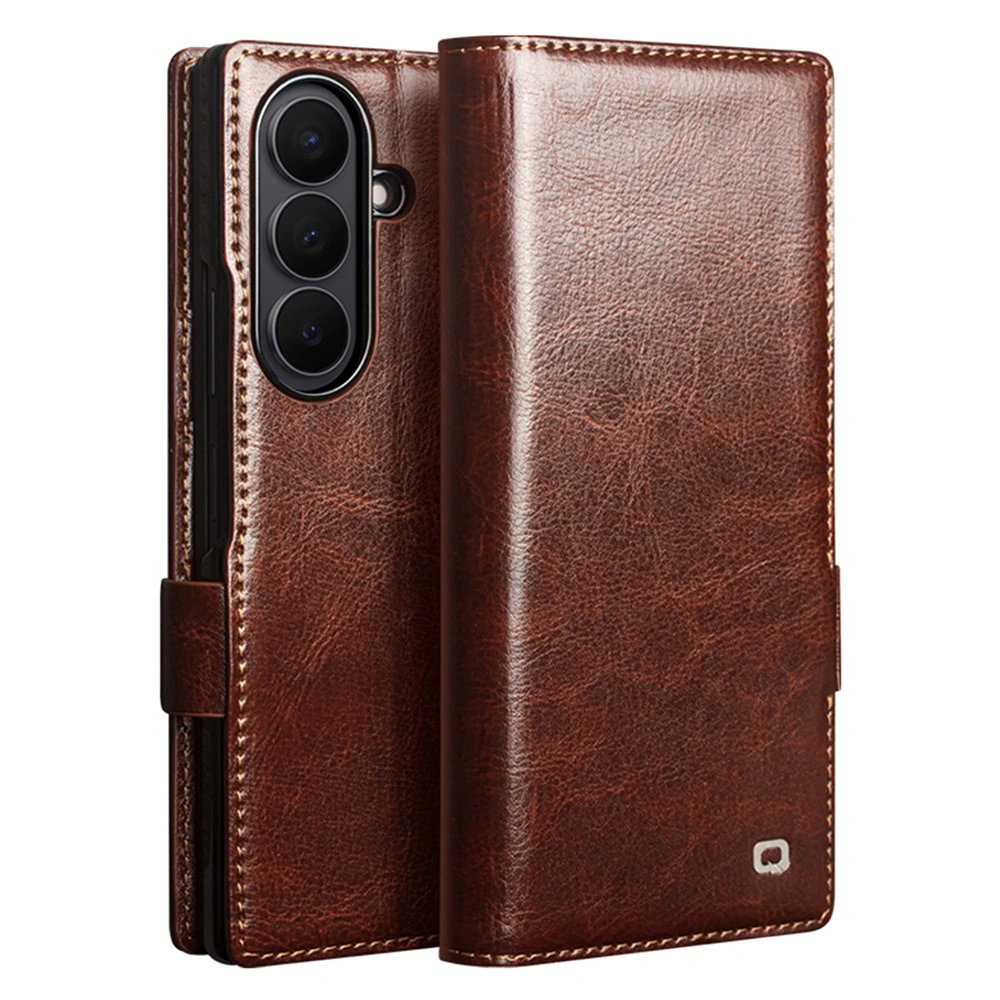 Lederhülle mit Klappe für Samsung Galaxy Z Fold 8 Ultra, Qialino, Braun