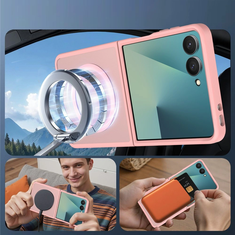Custodia fumé per Samsung Galaxy Z Flip 8, Skin Touch, per MagSafe, rosa