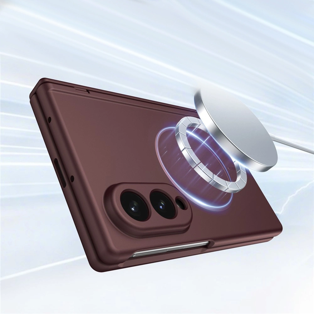 Funda para Samsung Galaxy Z Fold 8, con cristal para la pantalla externa, para MagSafe, burdeos