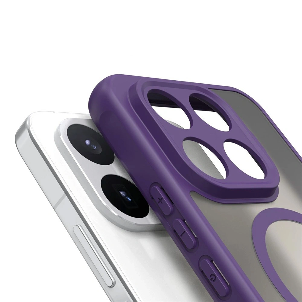 Custodia fumé per Xiaomi 17T, custodia opaca, per MagSafe, cornice viola