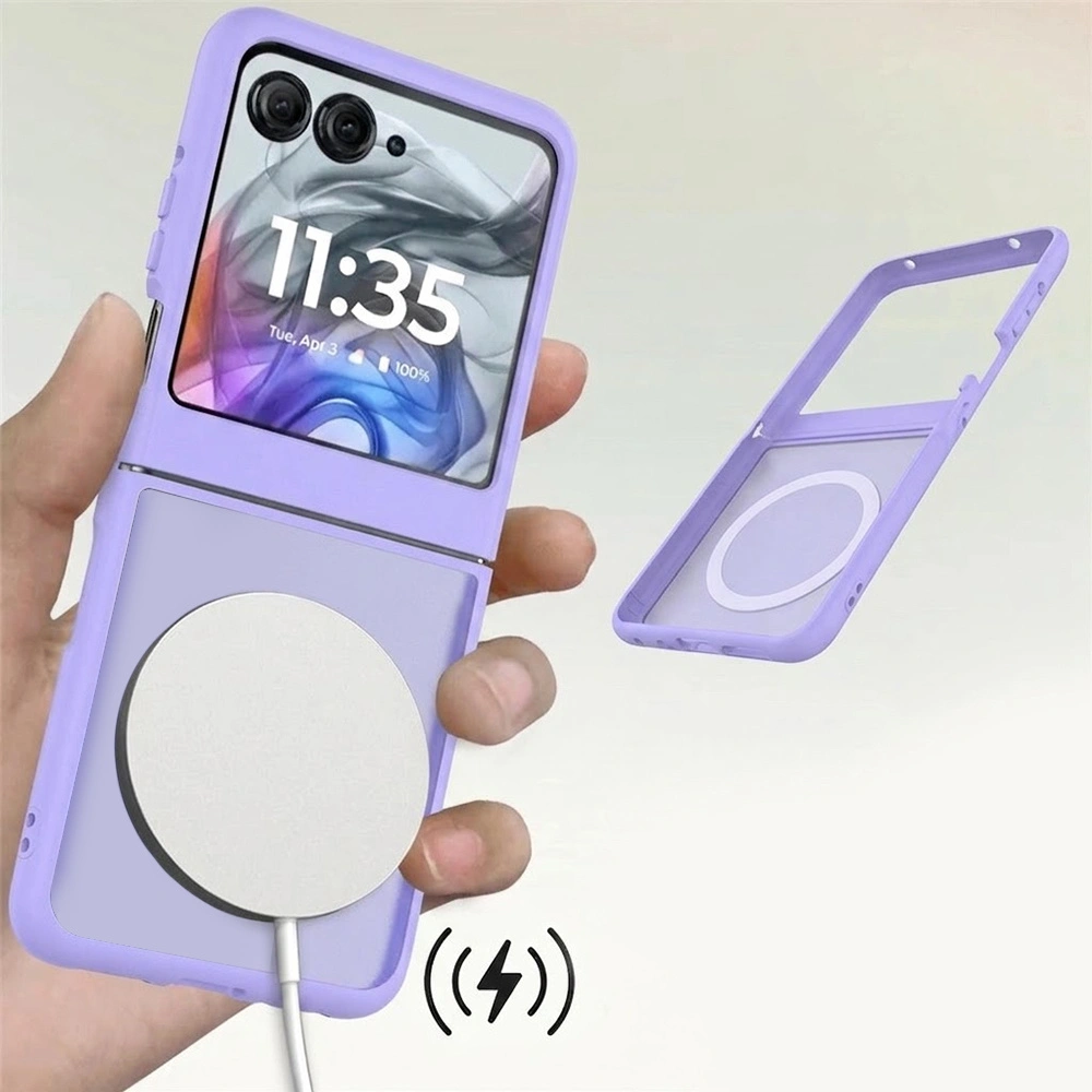 Custodia fumé per Motorola Razr 70 / 60 / 50 5G, Skin Touch, per MagSafe, viola