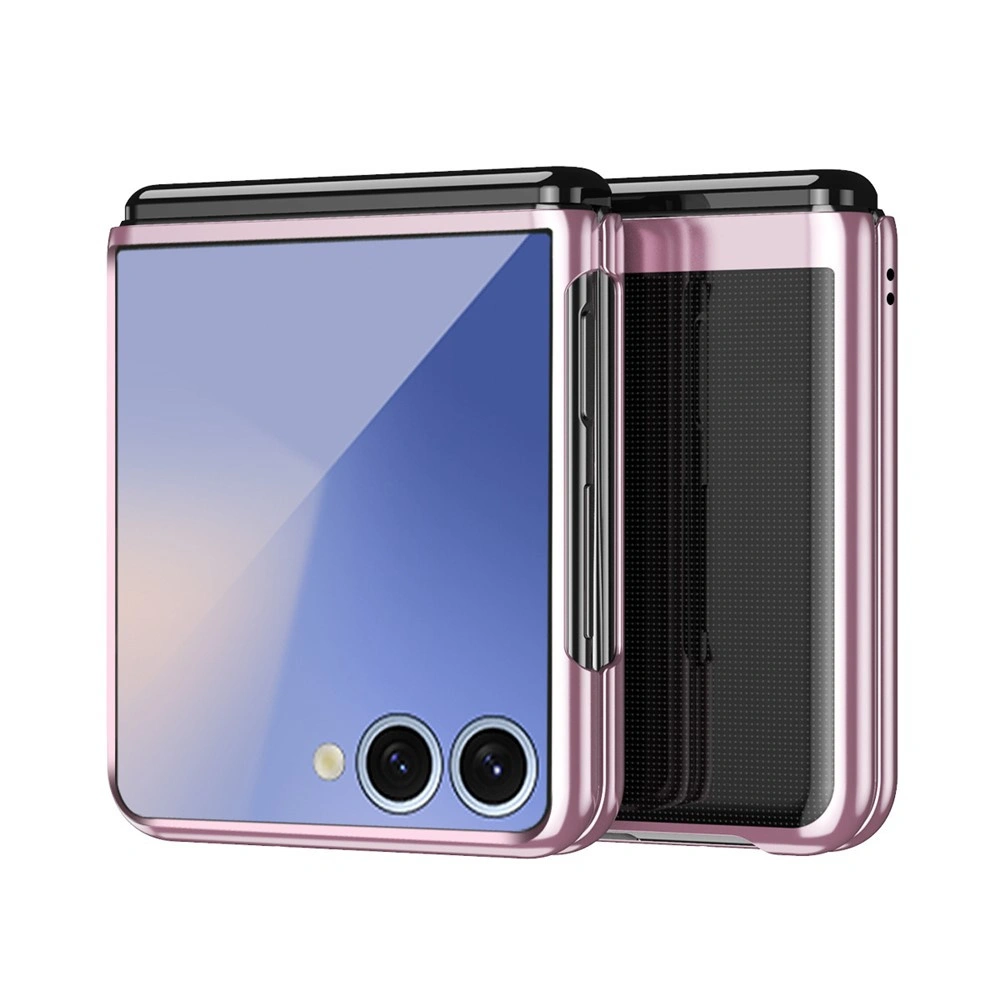 Transparente Hülle für Samsung Galaxy Z Flip 8, Hartschalenetui, roségoldener Rahmen