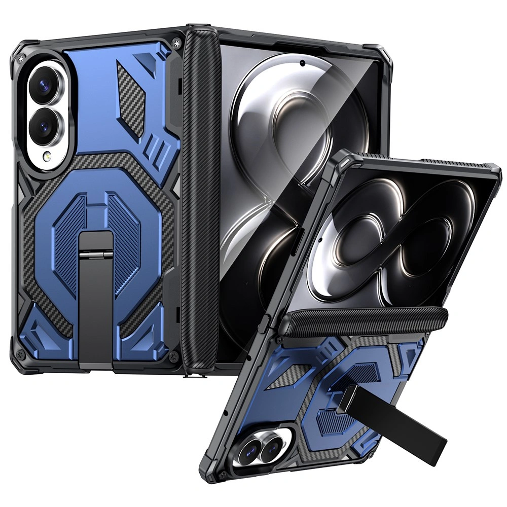 Funda blindada para Samsung Galaxy Z Fold 8, con soporte y cubierta de bisagra, para MagSafe, azul