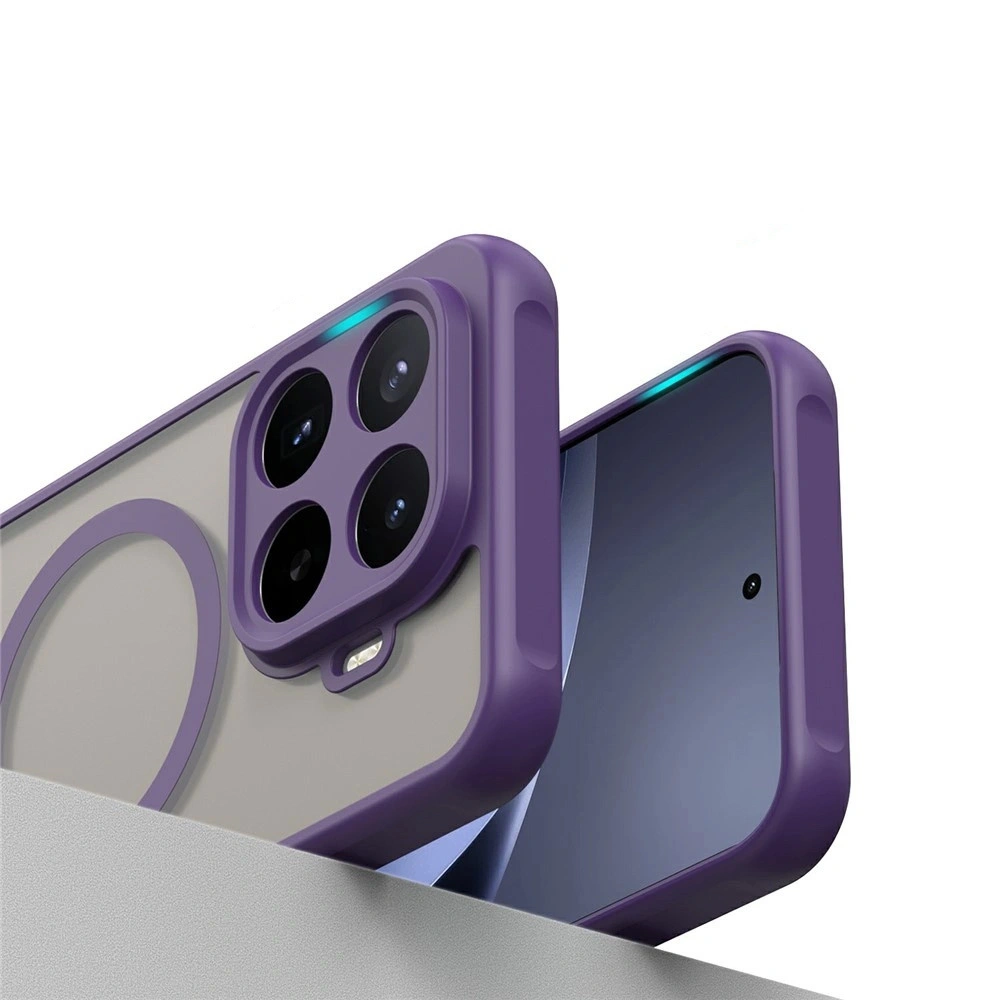 Custodia fumé per Xiaomi 17T Pro, custodia opaca, per MagSafe, cornice viola