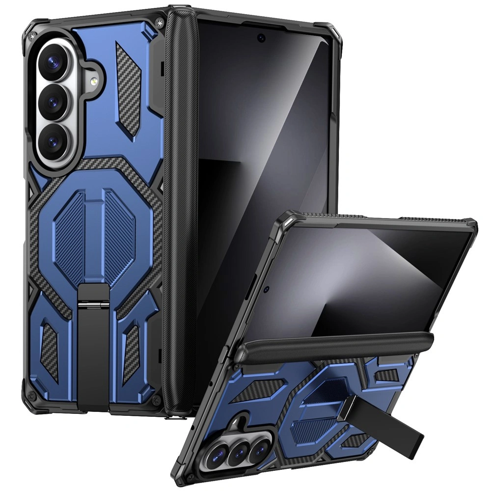 Funda blindada para Samsung Galaxy Z Fold 8 Ultra, con soporte y cubierta de bisagra, para MagSafe, azul