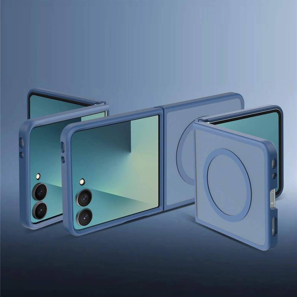 Custodia fumé per Samsung Galaxy Z Flip 8, Skin Touch, per MagSafe, blu