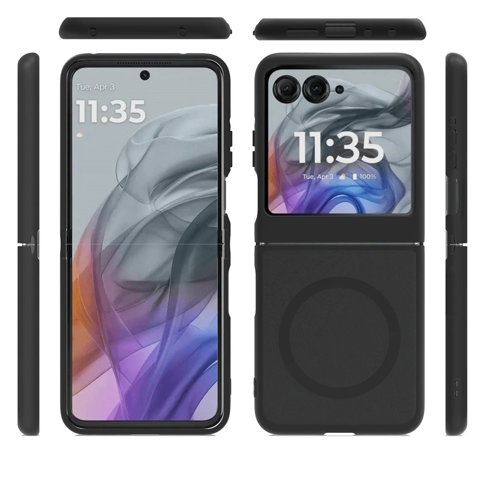 Funda Smoke para Motorola Razr 70 / 60 / 50 5G, Skin Touch, para MagSafe, negra