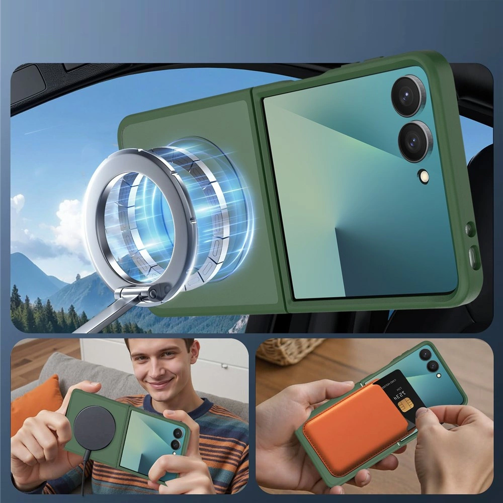 Custodia fumé per Samsung Galaxy Z Flip 8, Skin Touch, per MagSafe, verde