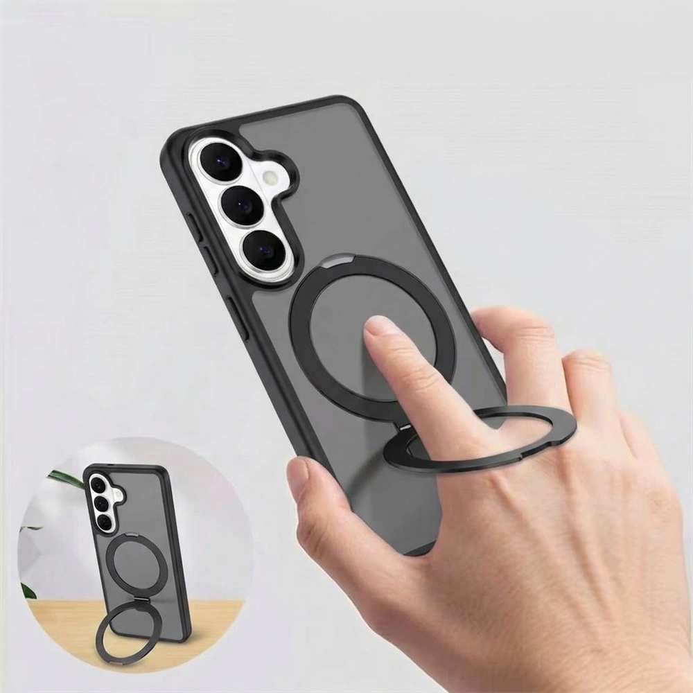 Custodia fumé per Samsung Galaxy A27 5G, custodia opaca con supporto, per MagSafe, cornice nera