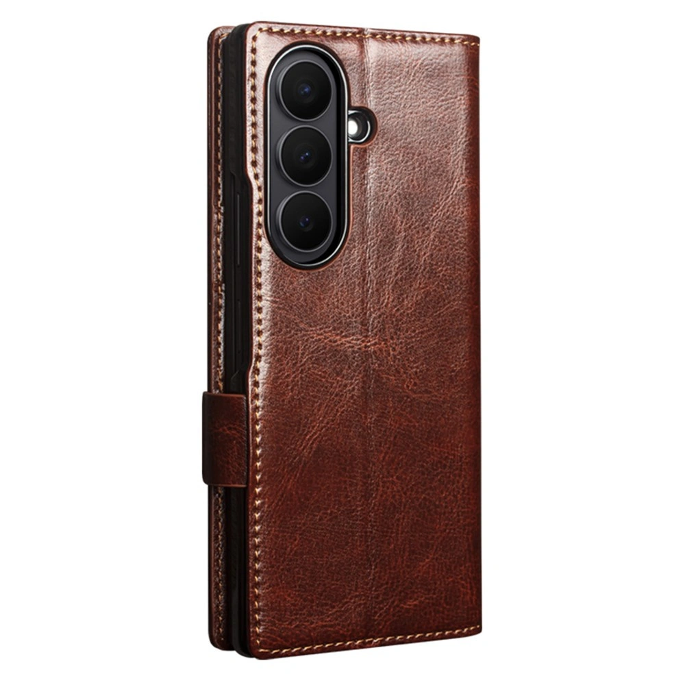 Lederhülle mit Klappe für Samsung Galaxy Z Fold 8 Ultra, Qialino, Braun