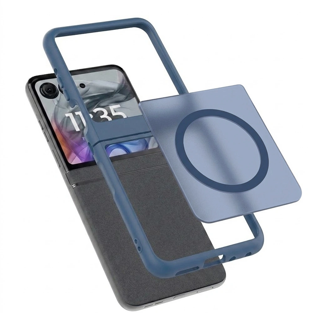 Custodia fumé per Motorola Razr 70 / 60 / 50 5G, Skin Touch, per MagSafe, blu