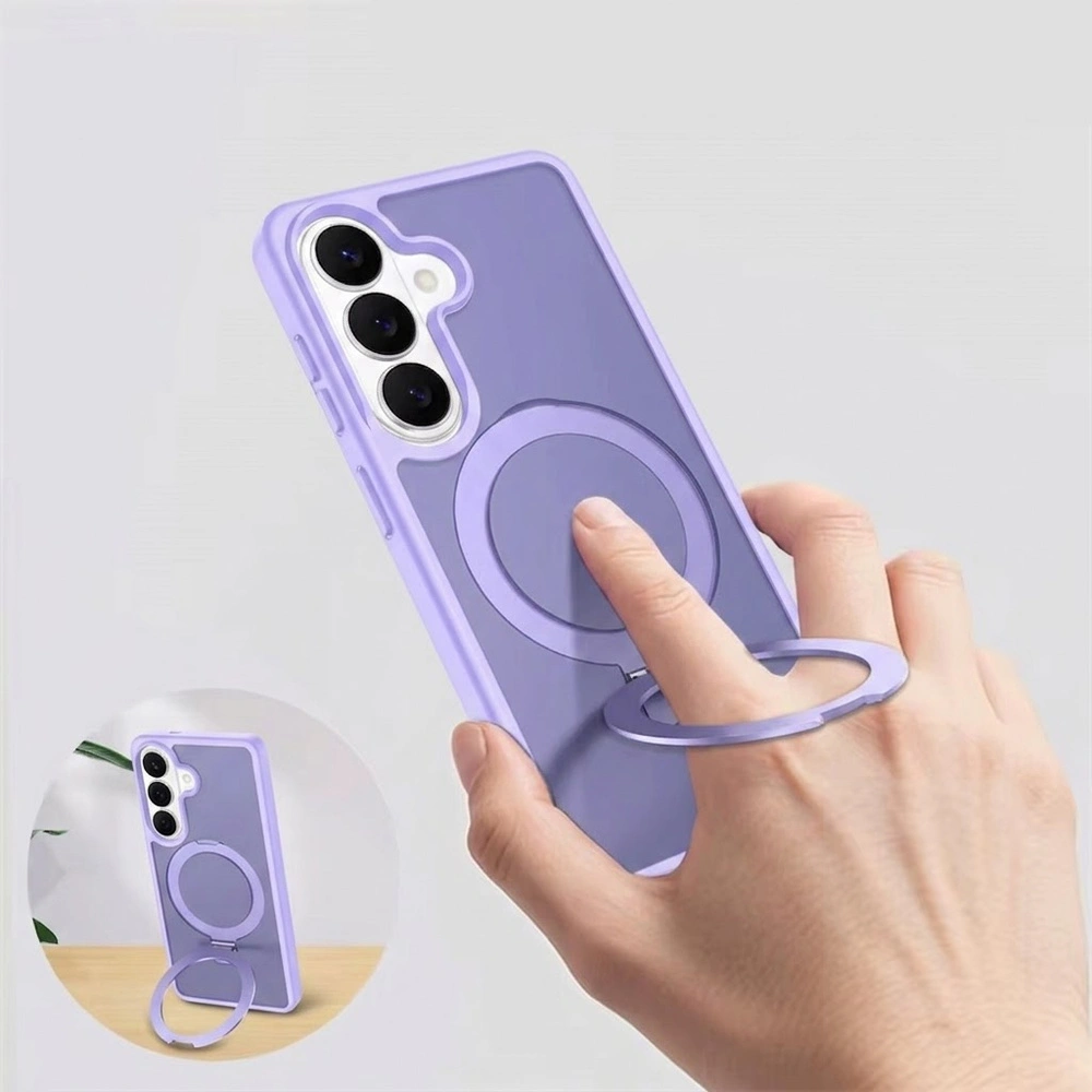 Custodia Smoke per Samsung Galaxy A27 5G, custodia opaca con supporto, per MagSafe, cornice viola
