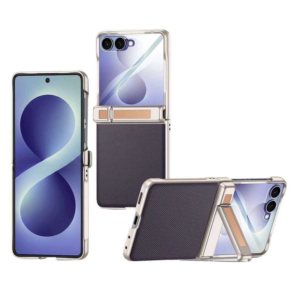 Funda Samsung Galaxy Z Flip 8, soporte con bisagra, con cristal para la pantalla externa, morado