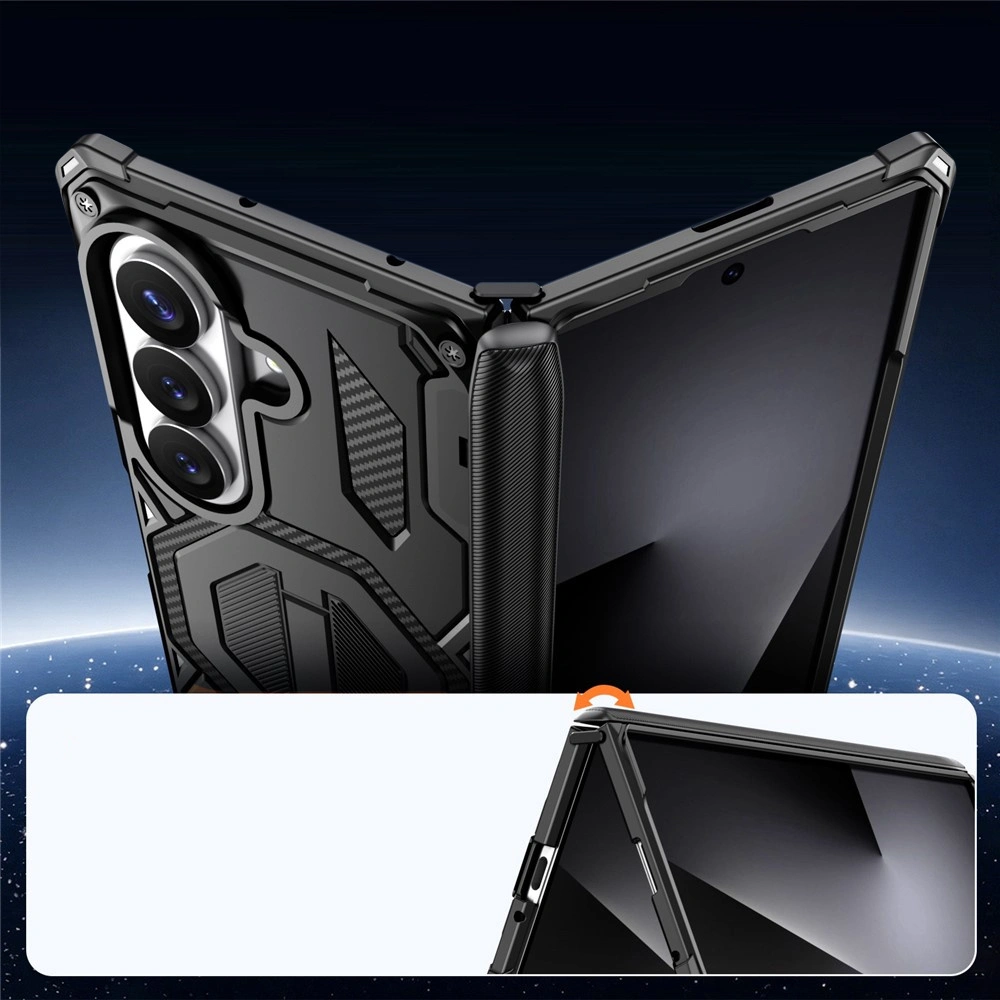 Funda blindada para Samsung Galaxy Z Fold 8 Ultra, con soporte y cubierta de bisagra, para MagSafe, negra
