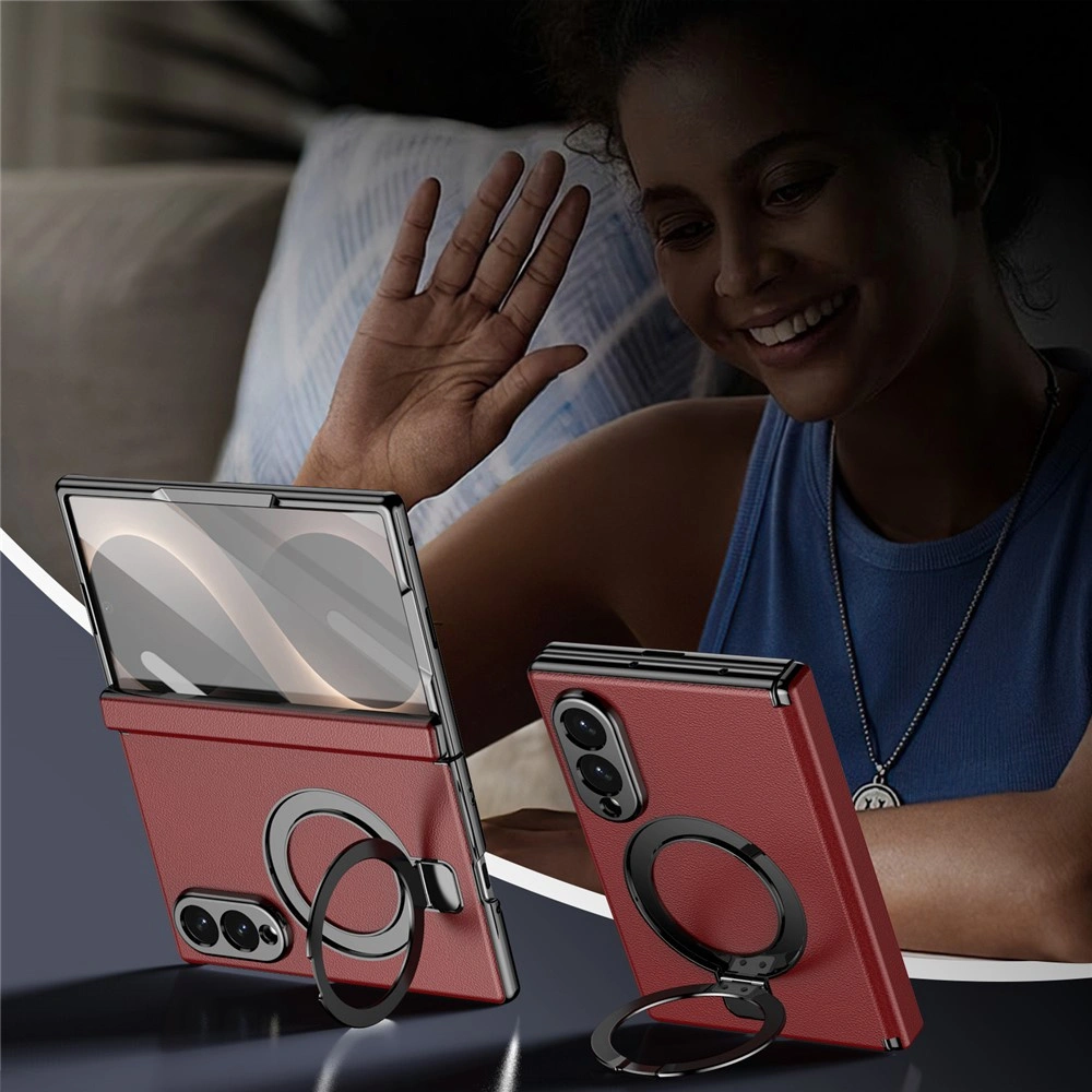 Funda para Samsung Galaxy Z Fold 8, con soporte y cristal para la pantalla externa, para MagSafe, rojo