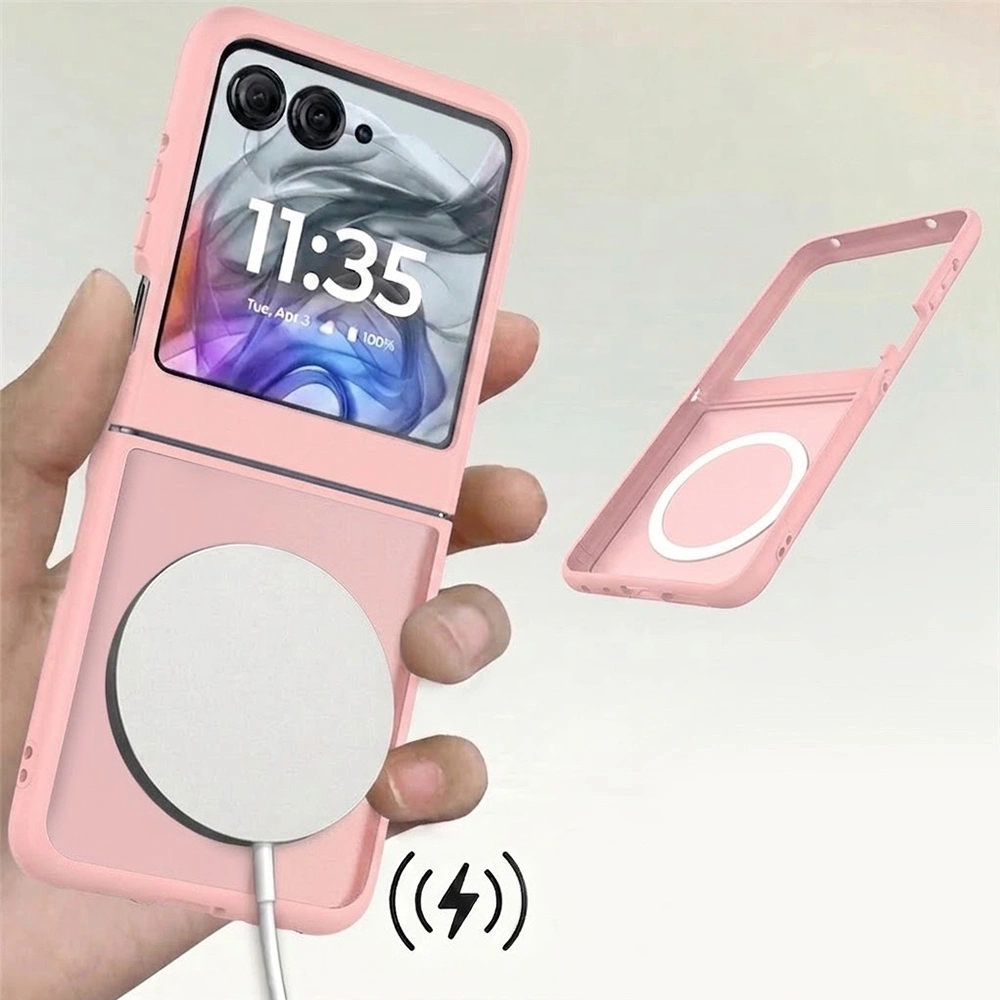 Custodia fumé per Motorola Razr 70 / 60 / 50 5G, Skin Touch, per MagSafe, rosa