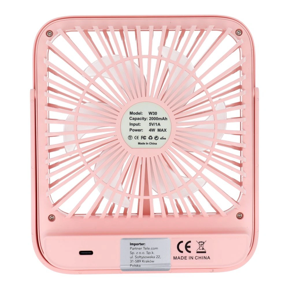 Ventilateur de bureau, W30, avec support réglable, rose