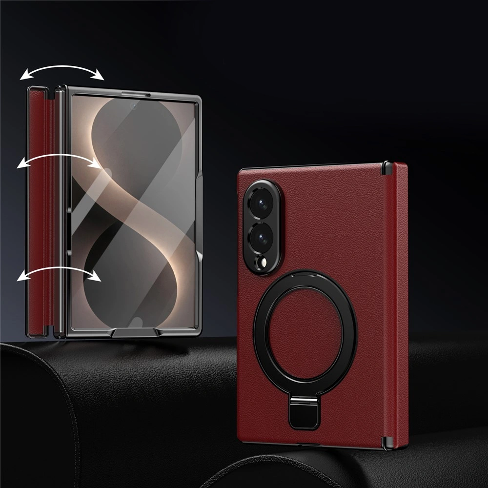 Funda para Samsung Galaxy Z Fold 8, con soporte y cristal para la pantalla externa, para MagSafe, roja