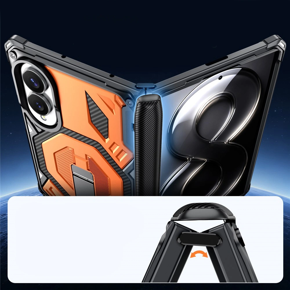 Funda blindada para Samsung Galaxy Z Fold 8, con soporte y cubierta de bisagra, para MagSafe, naranja