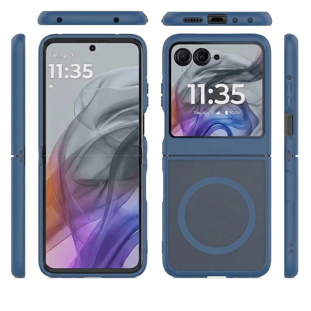 Custodia fumé per Motorola Razr 70 / 60 / 50 5G, Skin Touch, per MagSafe, blu