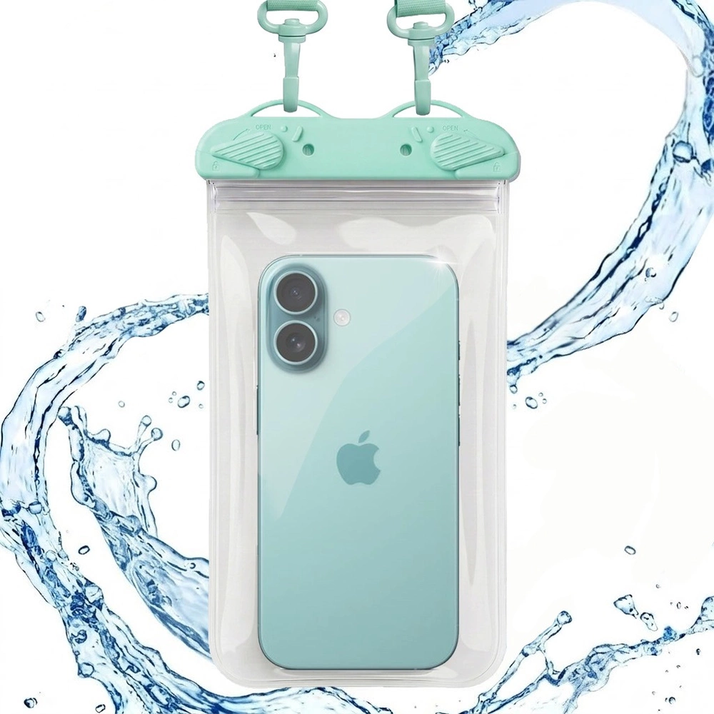 Funda impermeable para teléfono IPX8, universal, arcoíris, verde
