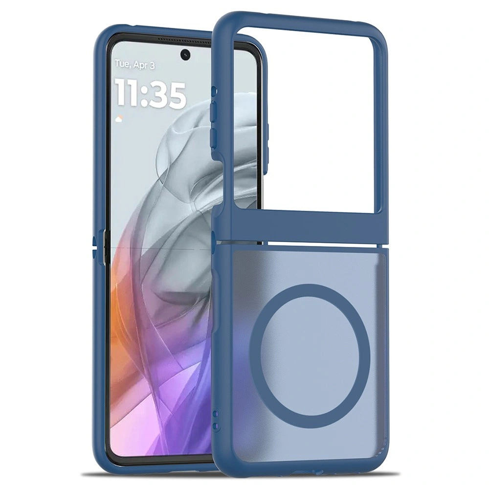 Custodia fumé per Motorola Razr 70 / 60 / 50 5G, Skin Touch, per MagSafe, blu