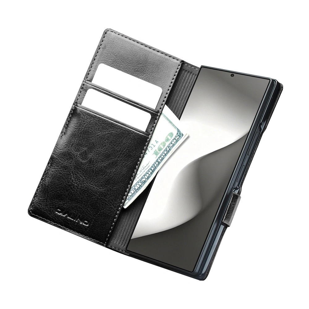 Lederhülle mit Klappe für Samsung Galaxy Z Fold 8 Ultra, Qialino, Schwarz