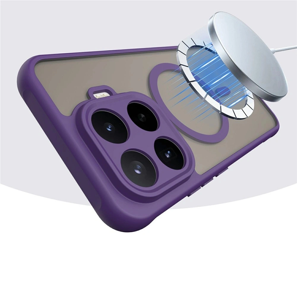 Custodia fumé per Xiaomi 17T Pro, custodia opaca, per MagSafe, cornice viola