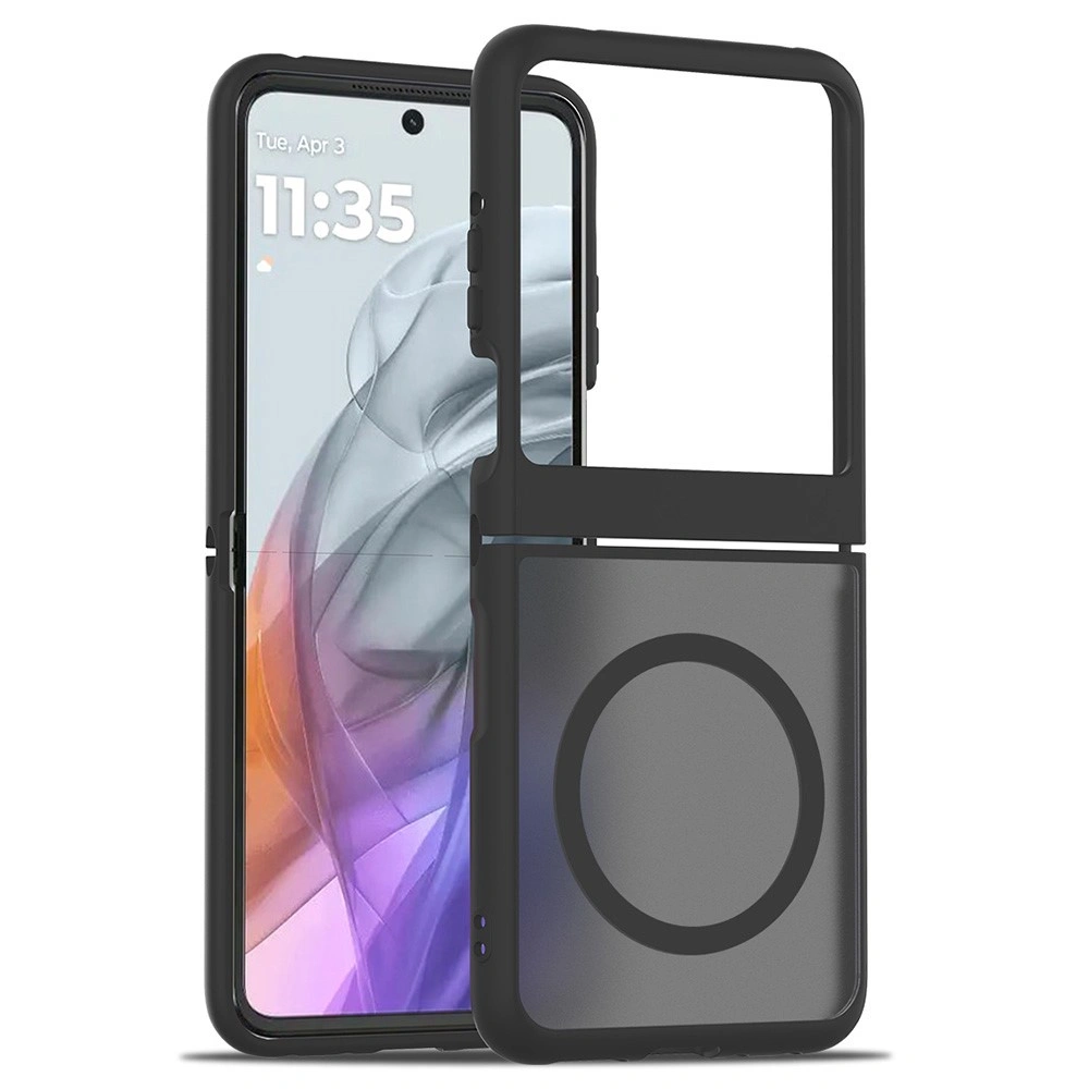 Funda Smoke para Motorola Razr 70 / 60 / 50 5G, Skin Touch, para MagSafe, negra