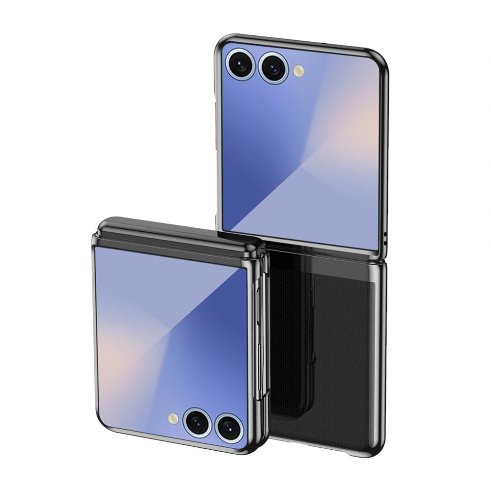 Transparente Hülle für Samsung Galaxy Z Flip 8, Hartschalenetui, schwarzer Rahmen