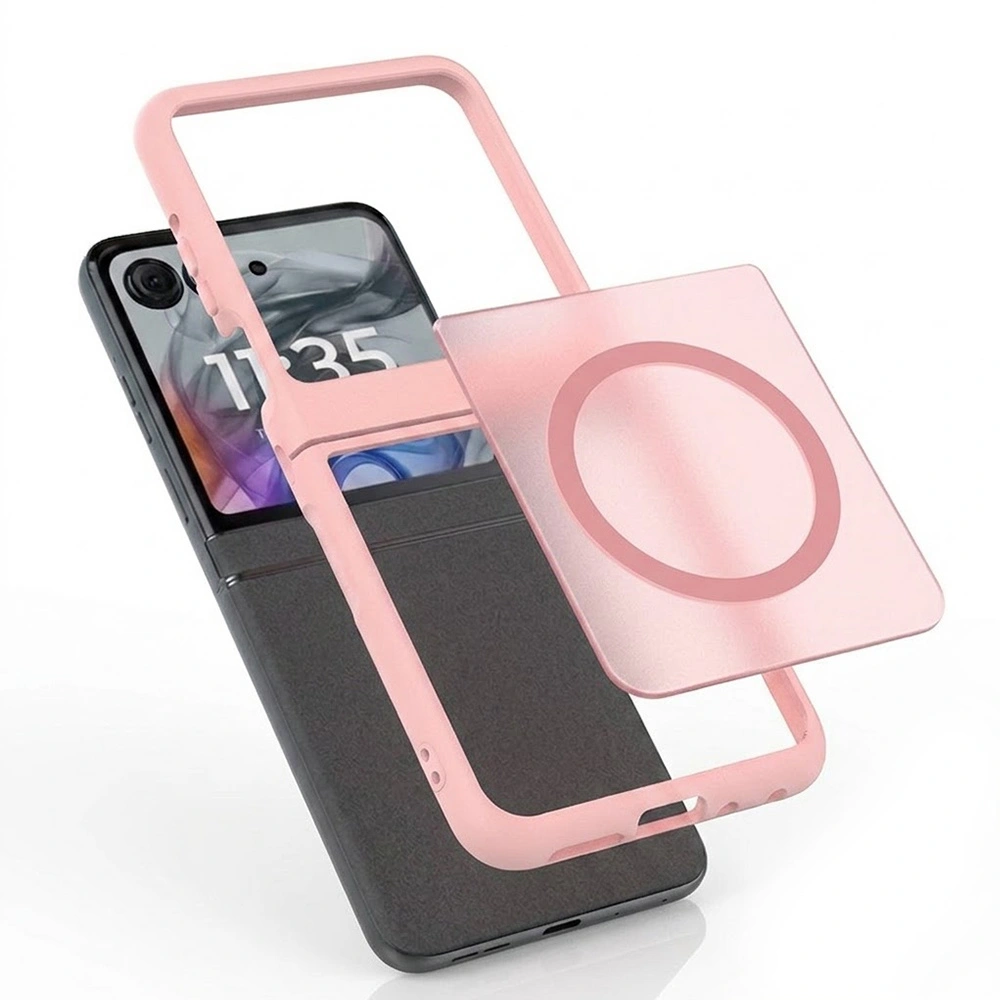 Custodia fumé per Motorola Razr 70 / 60 / 50 5G, Skin Touch, per MagSafe, rosa