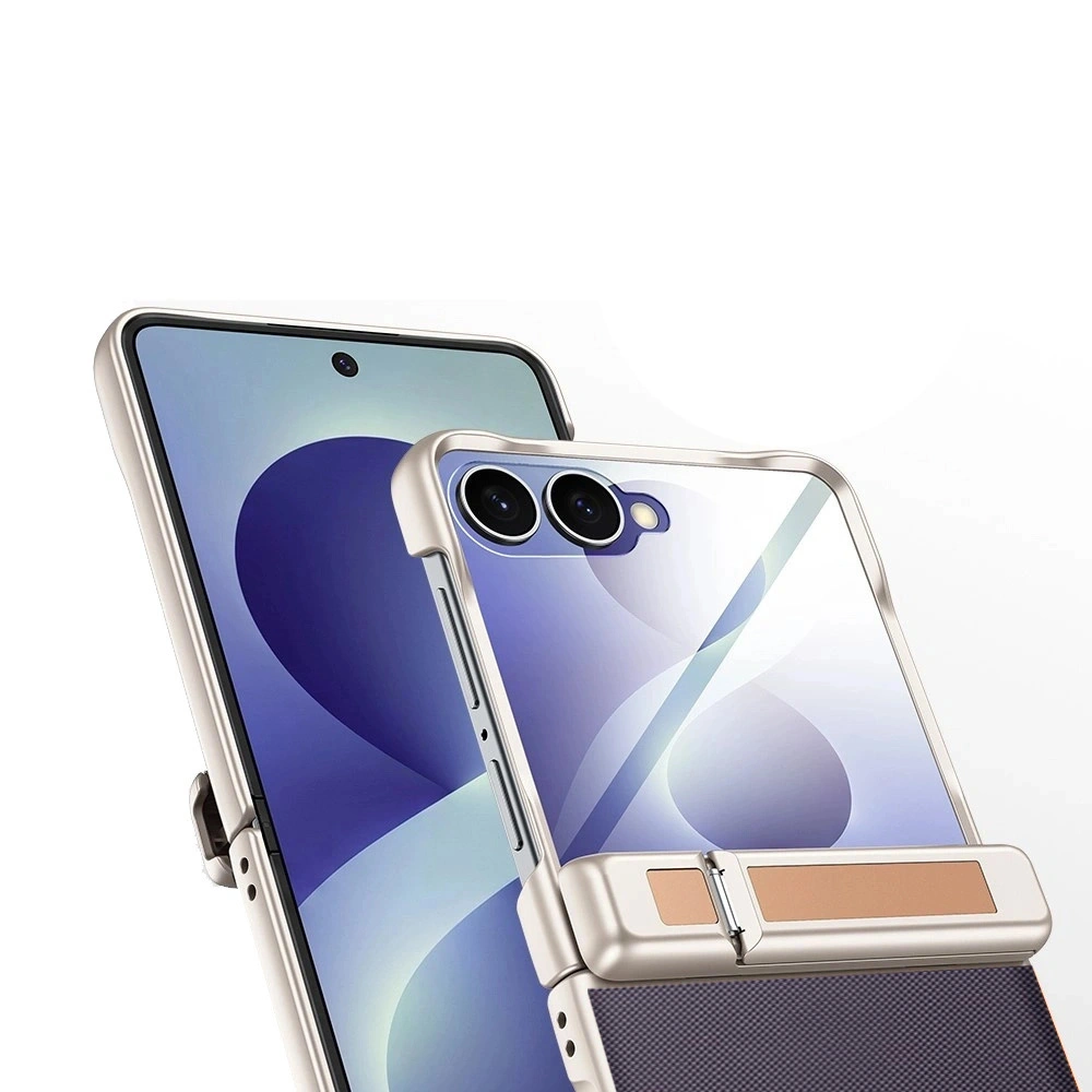 Funda para Samsung Galaxy Z Flip 8, con bisagra y soporte, con cristal para la pantalla externa, morado