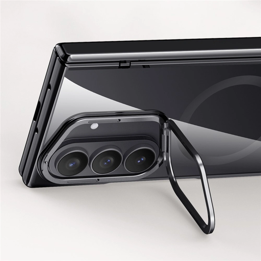 Funda transparente para Samsung Galaxy Z Fold 8 Ultra, con soporte y cristal para la pantalla externa, para MagSafe, marco negro